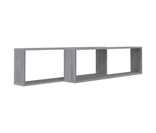 Estante cubo pared 2 uds contrachapada gris Sonoma 100x15x30 cm