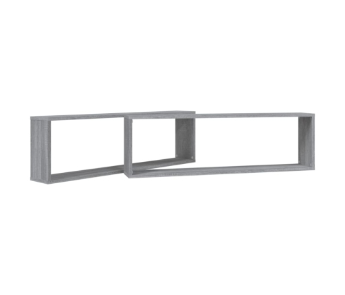 Estante cubo pared 2 uds contrachapada gris Sonoma 100x15x30 cm