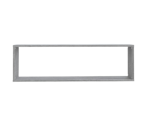 Estante cubo pared 2 uds contrachapada gris Sonoma 100x15x30 cm