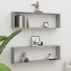 Estante cubo pared 2 uds contrachapada gris Sonoma 100x15x30 cm