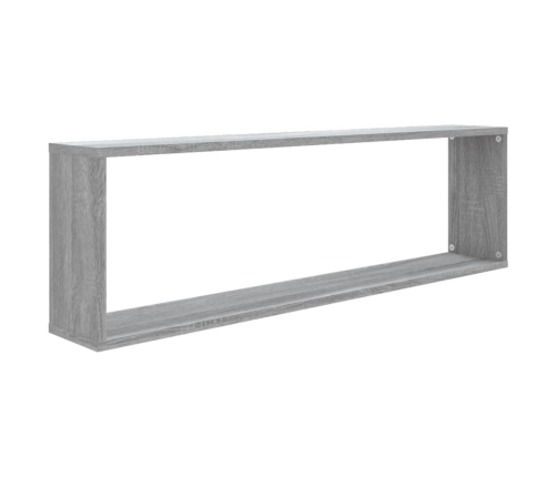 Estante cubo pared 4 uds contrachapada gris Sonoma 100x15x30 cm