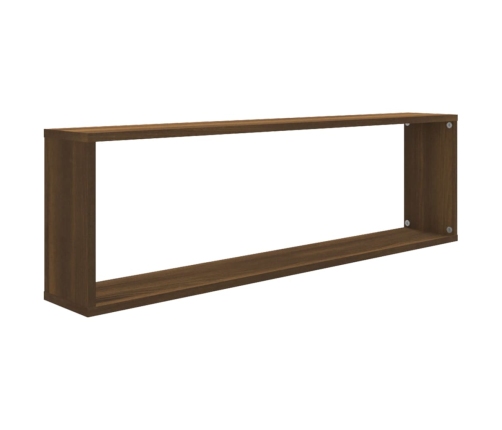 Estante cúbico de pared 4 uds madera roble marrón 100x15x30cm