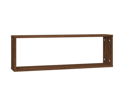 vidaXL Estante cúbico de pared 2 uds madera roble marrón 80x15x26,5 cm