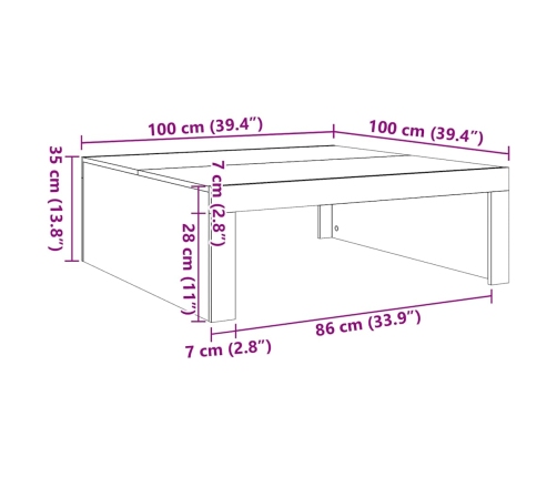 Mesa de centro madera de ingeniería gris Sonoma 100x100x35 cm