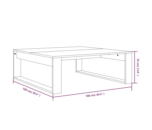 Mesa de centro madera de ingeniería roble ahumado 100x100x35 cm