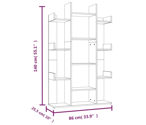 Estantería de madera contrachapada roble ahumado 86x25,5x140 cm