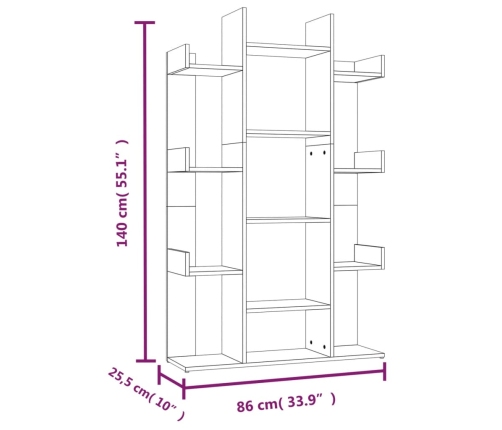 vidaXL Estantería de madera contrachapada marrón roble 86x25,5x140 cm