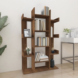 Estantería de madera contrachapada marrón roble 86x25,5x140 cm
