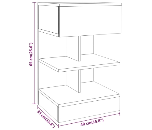 Mesita de noche madera contrachapada roble ahumado 40x35x65 cm