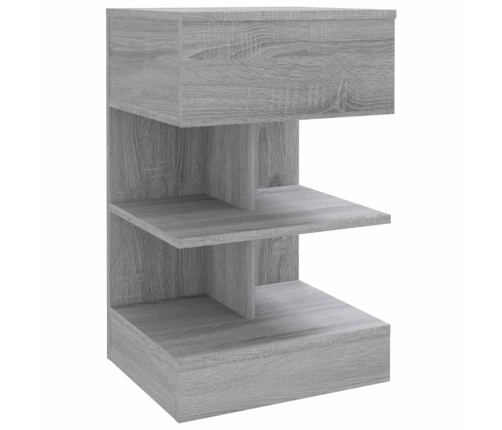 Mesita de noche madera contrachapada gris Sonoma 40x35x65 cm