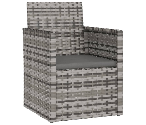 Muebles de jardín con cojines 3 piezas ratán sintético gris