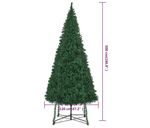 Árbol de Navidad artificial con soporte verde 500 cm