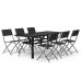 Juego de comedor de jardín 7 piezas con cojines gris y negro