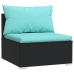 Set de muebles de jardín 2 pzas y cojines ratán sintético negro
