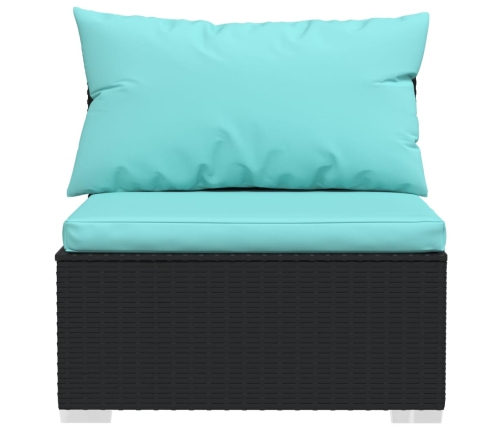 Set de muebles de jardín 2 pzas y cojines ratán sintético negro