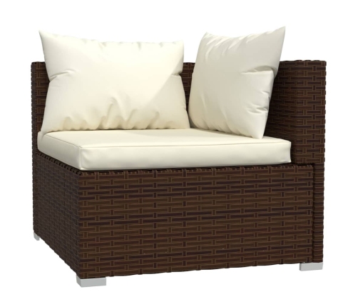 Set sofás de jardín 5 piezas y cojines ratán sintético marrón