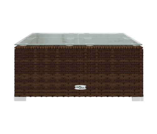 Set muebles de jardín 5 piezas y cojines ratán sintético marrón