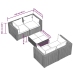 Set muebles de jardín 5 piezas y cojines ratán sintético marrón
