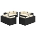 Set de muebles de jardín 8 pzas y cojines ratán sintético negro