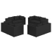 Set de muebles de jardín 8 pzas y cojines ratán sintético negro