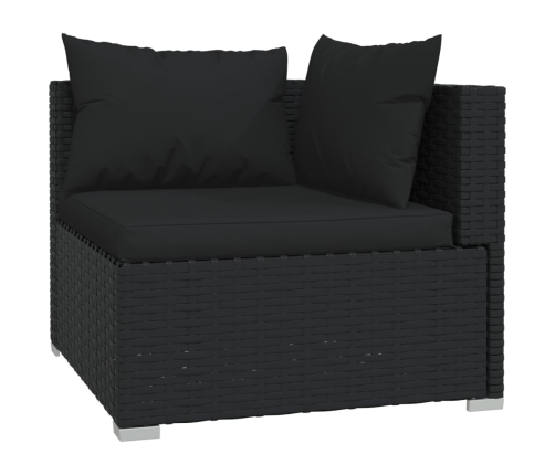 Set de muebles de jardín 8 pzas y cojines ratán sintético negro