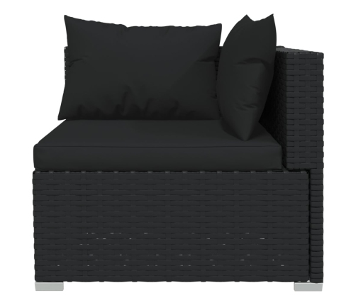 Set de muebles de jardín 8 pzas y cojines ratán sintético negro
