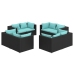 Set de muebles de jardín 8 pzas y cojines ratán sintético negro