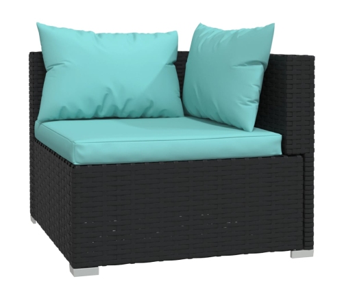 Set de muebles de jardín 8 pzas y cojines ratán sintético negro