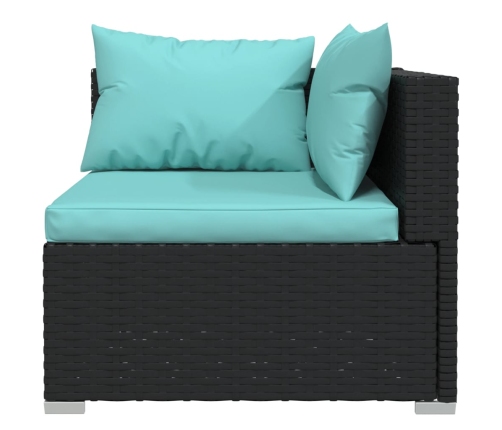Set de muebles de jardín 8 pzas y cojines ratán sintético negro