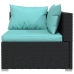 Set de muebles de jardín 8 pzas y cojines ratán sintético negro