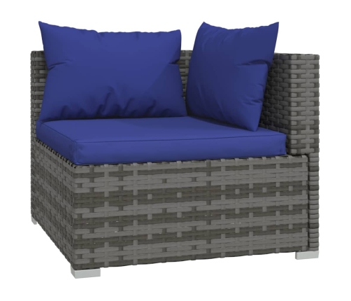 Set de sofás de jardín 8 piezas y cojines ratán sintético gris