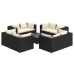 Set de muebles de jardín 9 pzas y cojines ratán sintético negro
