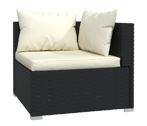 Set de muebles de jardín 9 pzas y cojines ratán sintético negro