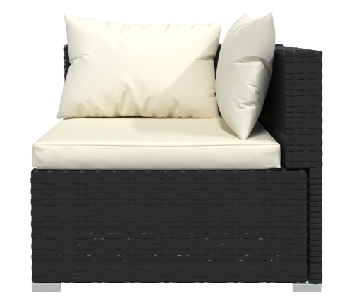 Set de muebles de jardín 9 pzas y cojines ratán sintético negro