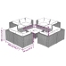 Set de muebles de jardín 9 pzas y cojines ratán sintético negro