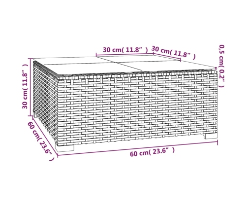 Set de muebles de jardín 9 pzas y cojines ratán sintético negro