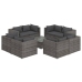 Set de muebles de jardín 9 pzas y cojines ratán sintético gris