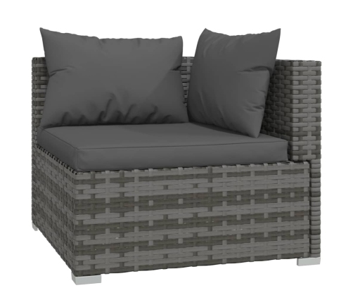 Set de muebles de jardín 9 pzas y cojines ratán sintético gris