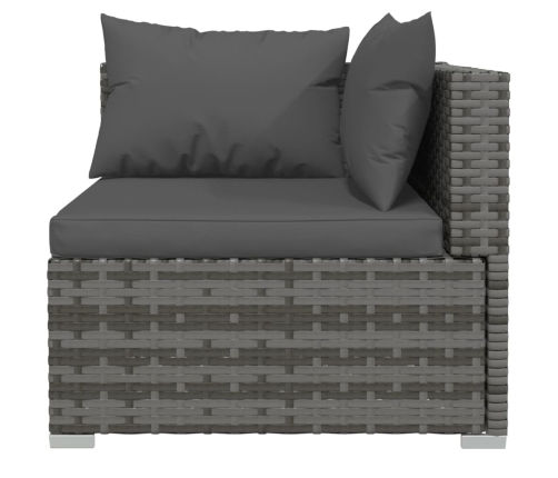 Set de muebles de jardín 9 pzas y cojines ratán sintético gris