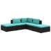 Set de muebles de jardín 5 pzas y cojines ratán sintético negro