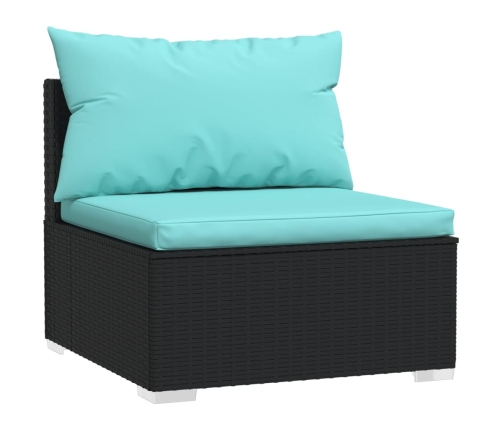 Set de muebles de jardín 5 pzas y cojines ratán sintético negro