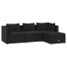 Set de muebles de jardín 4 pzas y cojines ratán sintético negro