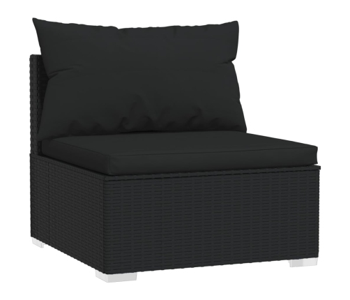Set de muebles de jardín 4 pzas y cojines ratán sintético negro