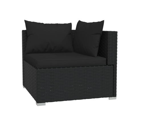 Set de muebles de jardín 4 pzas y cojines ratán sintético negro