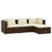Set muebles de jardín 4 piezas y cojines ratán sintético marrón