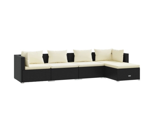 Set de muebles de jardín 5 pzas y cojines ratán sintético negro