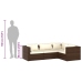 Set muebles de jardín 4 piezas y cojines ratán sintético marrón