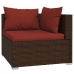 Set muebles de jardín 4 piezas y cojines ratán sintético marrón
