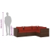 Set muebles de jardín 4 piezas y cojines ratán sintético marrón