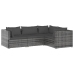 Set muebles de jardín 4 piezas y cojines ratán sintético gris